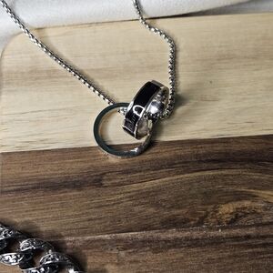 Silver & Black Double Ring Pendant